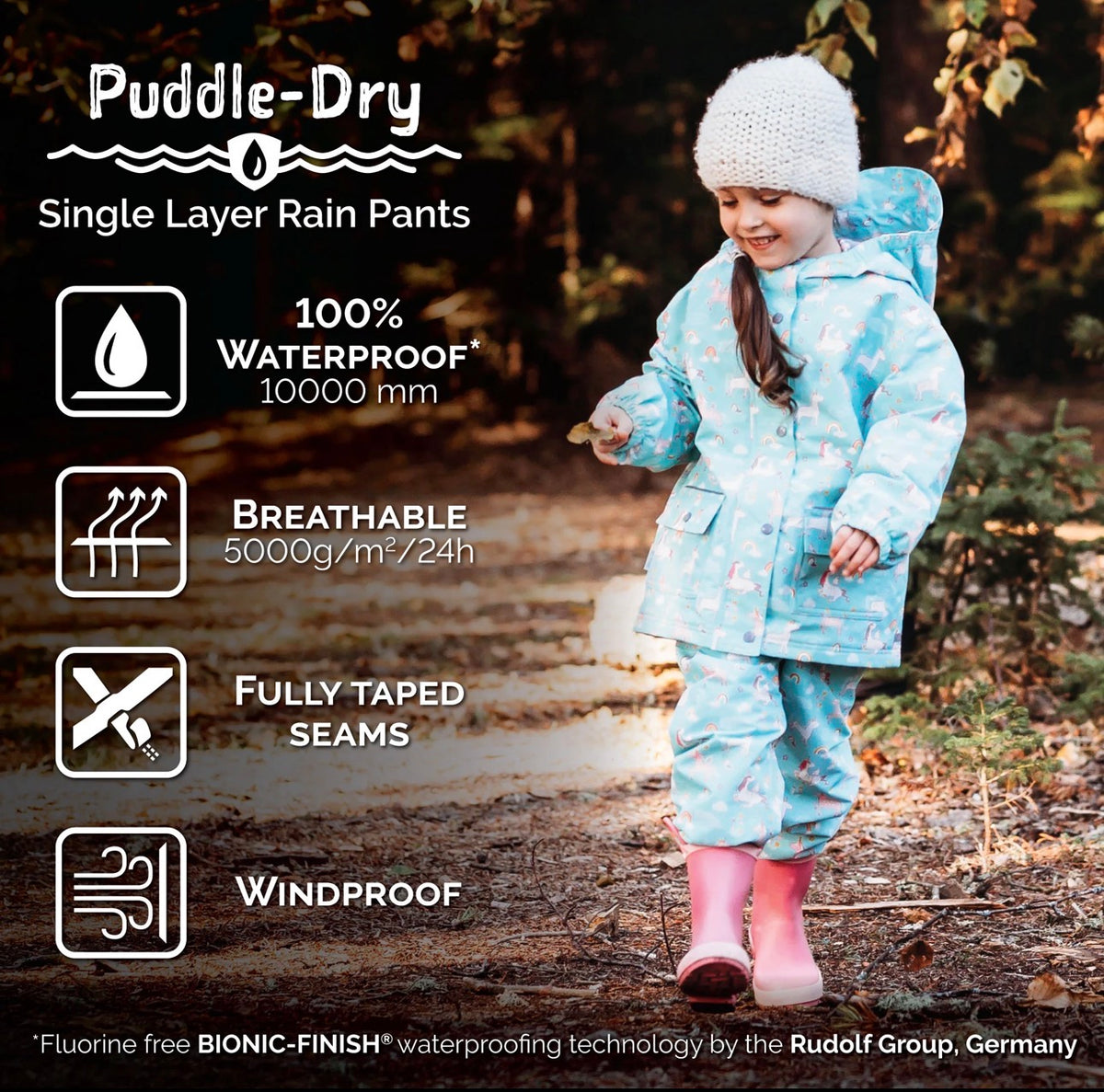 Kids Single Layer Rain Pants | Black