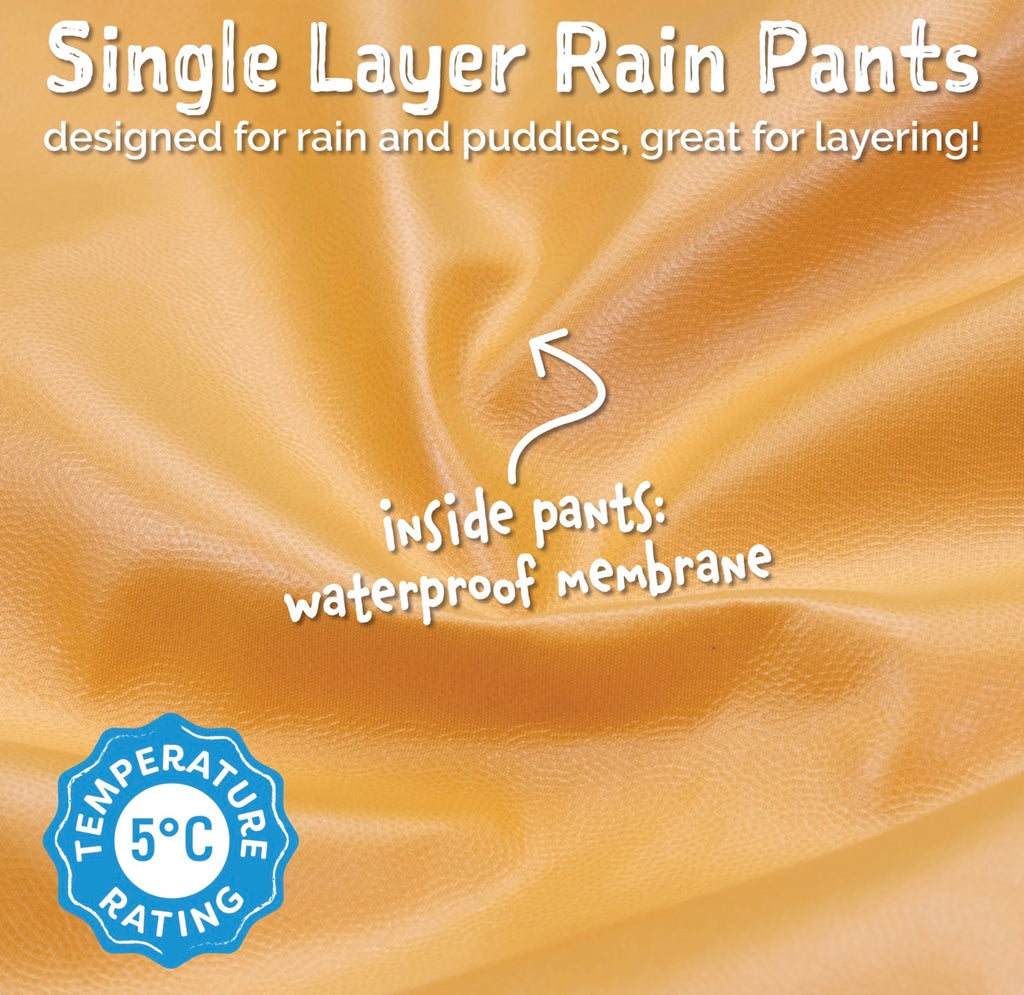 Kids Single Layer Rain Pants | Black