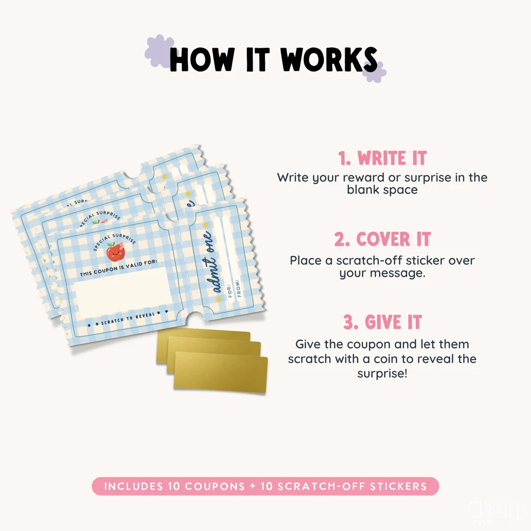 Scratch-Off Reward Coupons for Kids | Set of 10