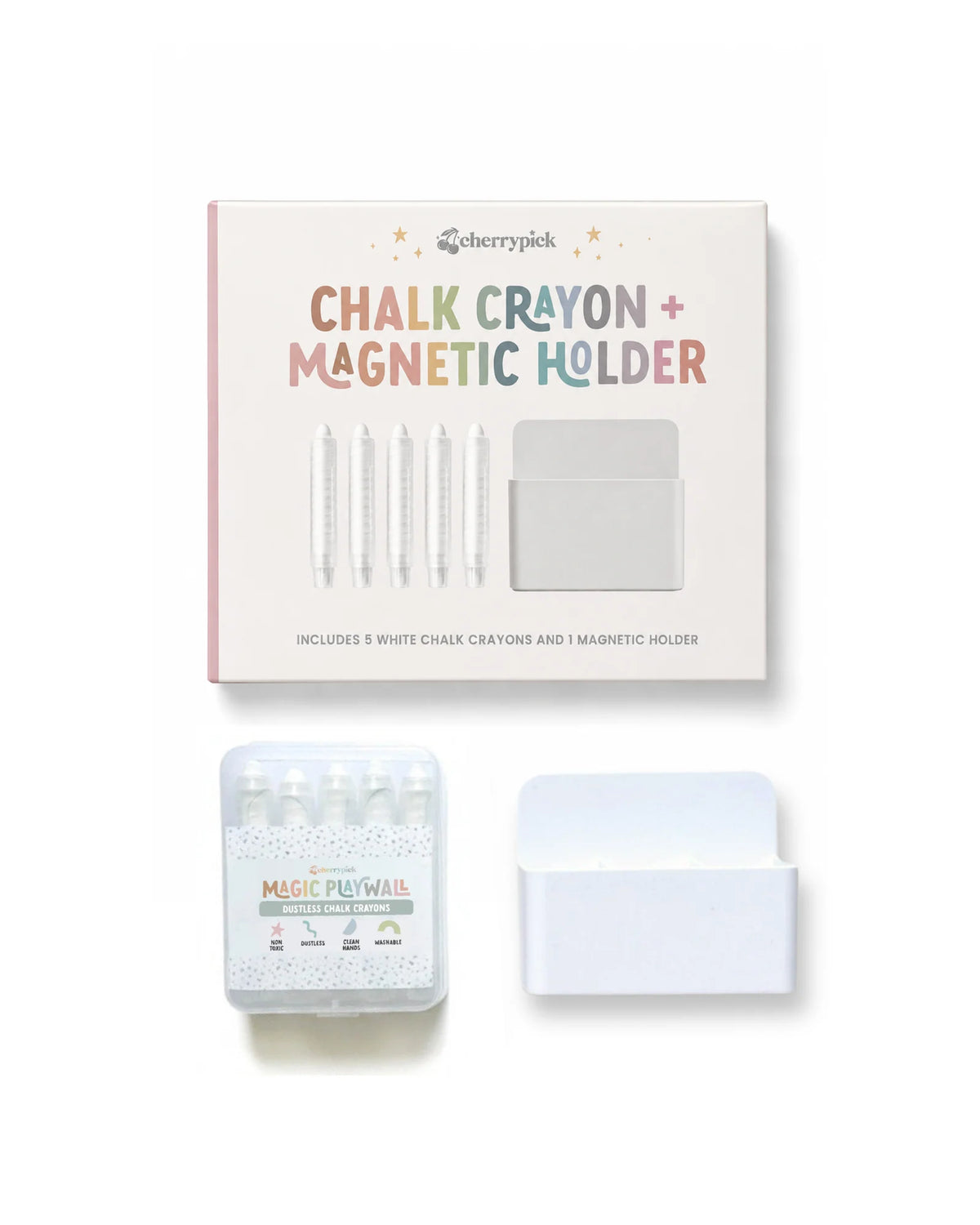 Dustless Chalk Crayons + Magnetic Holder Bundle for Magic Playwall
